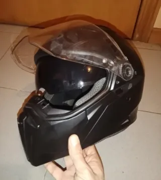 Casco Moto Negro Integral con Visera
