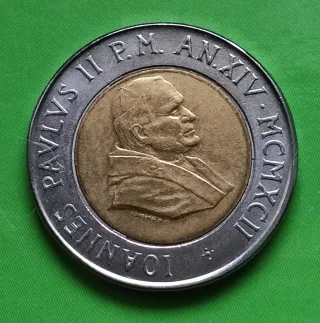 500 Lire Vaticano 1992 Giovanni Paolo II