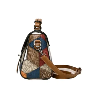 Borsa donna patchwork marrone multicolore