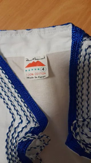 Túnica egiziana cotone 100% blu e bianca