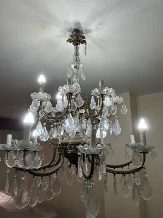 Lámpara araña de techo cristal y metal