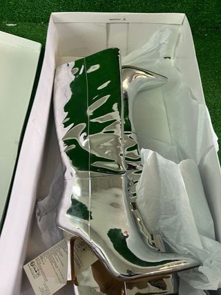 The Drop Gemini Botas Tacón Alto Plata talla 36