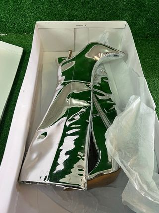 The Drop Gemini Botas Tacón Alto Plata talla 36