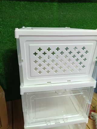 SONGMICS Cajas para Zapatos Juego de 6 Organizadores Apilables Transparente y Blanco Nube