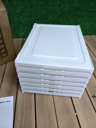 SONGMICS Cajas para Zapatos Juego de 6 Organizadores Apilables Transparente y Blanco Nube