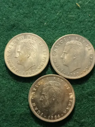 17 monedas 5 pesetas 1982, 83 y 84