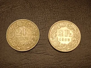 Lote monedas suizas de PLATA. Francos Suizos.