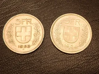 Lote monedas suizas de PLATA. Francos Suizos.