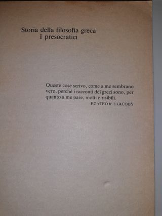 Storia della filosofia greca. I presocratici