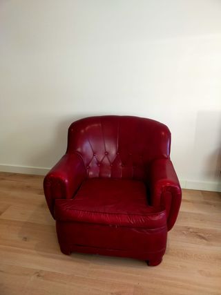 Butaca vintage piel roja