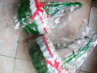 Lote 2 cestas mimbre artesanal verdes