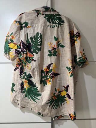 Camisa Estampada Hawaiana Hombre Beige Verde