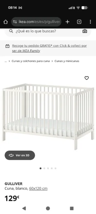 Cuna Gulliver Ikea blanca 60x120 cm