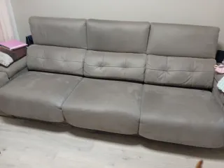 Sofá de 3 plazas beige de piel