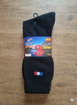 3 Pares Calcetines MEGA SPORT Negro Talla 43-46