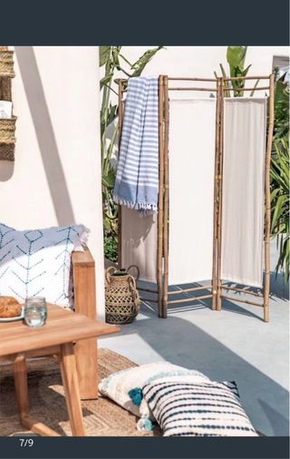 Biombo Bambú y Lona Blanca