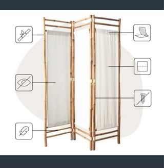 Biombo Bambú y Lona Blanca