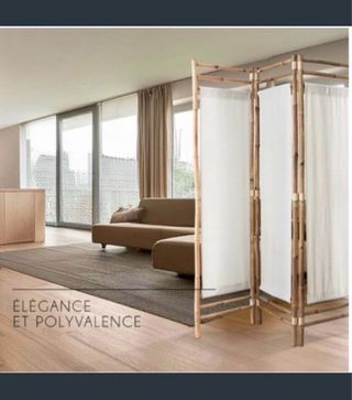 Biombo Bambú y Lona Blanca