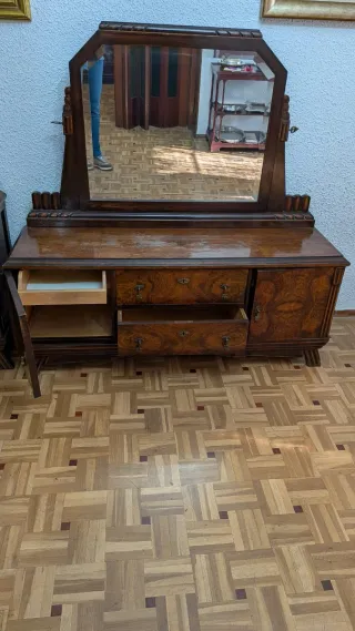 Cómoda tocador madera y espejo