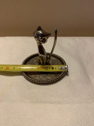 Porta anelli gatto metallo argentato