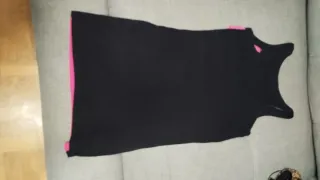 Vestido Zara plisado rosa y negro Talla S