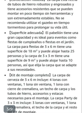 Carpa 6x3 impermeable