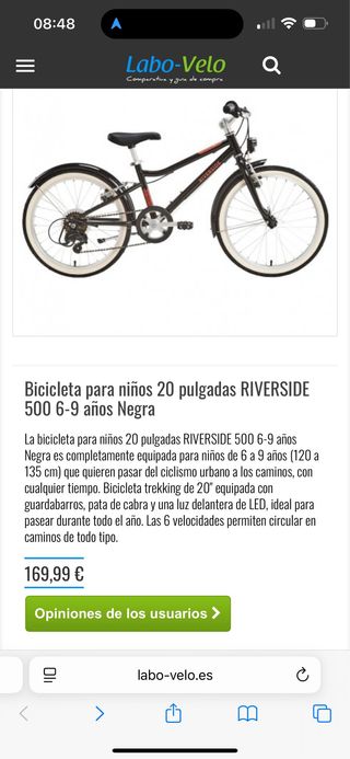 Bicicleta niños 20 pulgadas RIVERSIDE