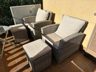 Conjunto 2 Butacas Jardín con 2 puff/reposapies