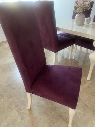 Juego Comedor: 4 Sillas y 2 Sillones Morados
