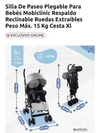 Silla Paseo Mobiclinic Plegable Bebé