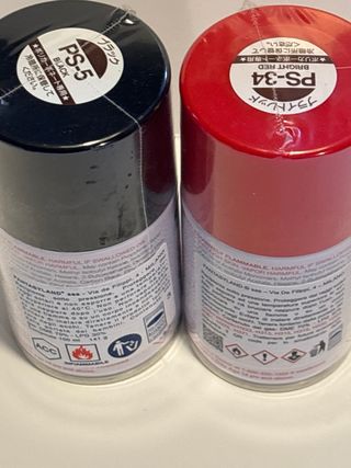 Tamiya PS-5 Nero e PS-34 Rosso Brillante da 100ml