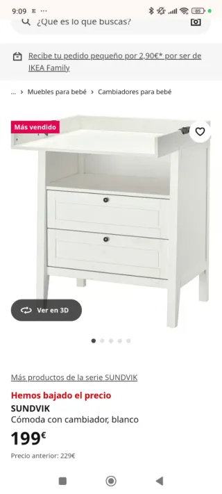 Cómoda cambiador SUNDVIK blanca