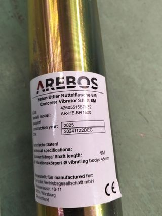 Vibrador de hormigón Arebos Ø45 mm manguera 6 m (sin motor)
