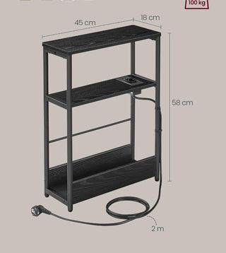 VASAGLE Mesa Auxiliar con Multienchufe, Mesita Estrecha