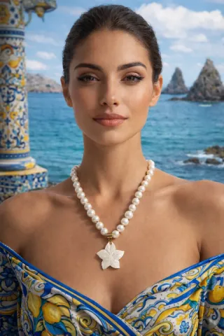 Collana Siciliana Perle e Fiore