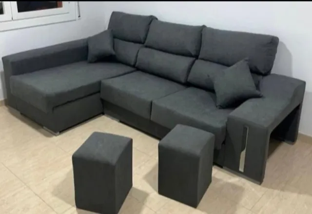Sofá modular tela gris y beige