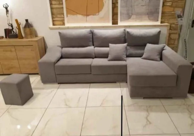 Sofá modular tela gris y beige