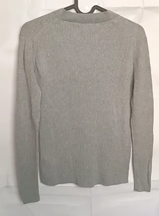 Massimo Dutti Jersey Gris Cuello Pico Talla M