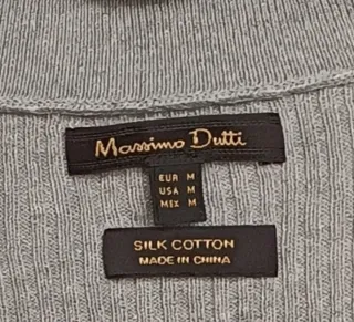 Massimo Dutti Jersey Gris Cuello Pico Talla M