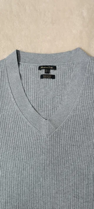 Massimo Dutti Jerseis Gris  Cuello Pico Talla M