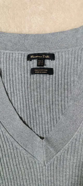 Massimo Dutti Jerseis Gris  Cuello Pico Talla M