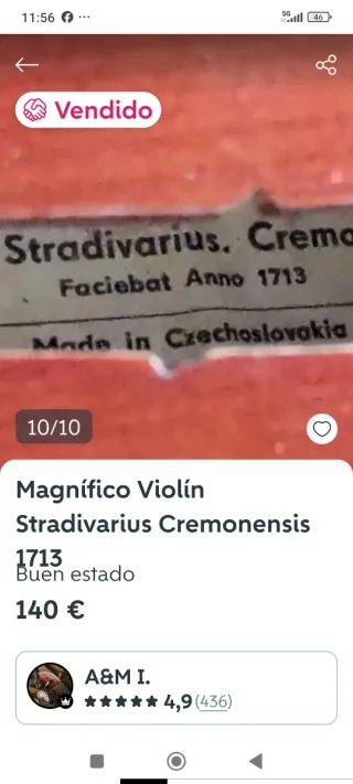 Violín Magnífico Stradivarius Cremonensis 1713.