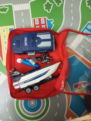 Playmobil Policias con Lancha y Coche