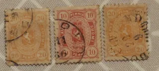 3 Sellos Finlandia 1882-1885