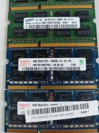 Lote Memorias RAM Portátil DDR3 4GB