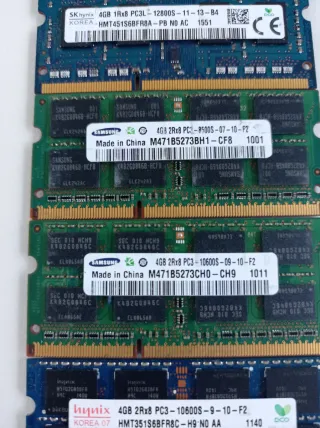 Lote Memorias RAM Portátil DDR3 4GB