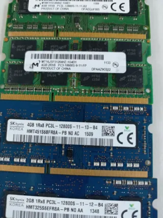 Lote Memorias RAM Portátil DDR3 4GB