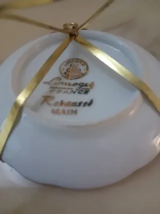 Coppia Piattini Limoges Rehaussè Main Porcellana