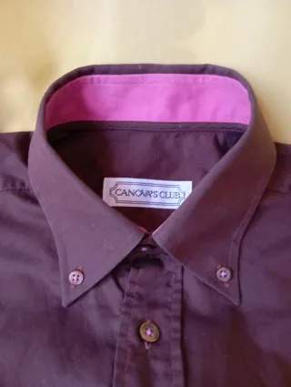 Camisa CANOVA'S CLUB marrón manga larga hombre.
