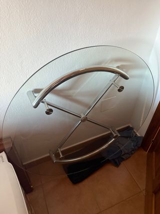 Mesa de centro cristal y metal